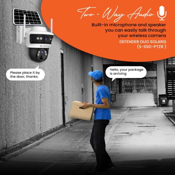 Secureye 4G IP PTZ 8 Camera Solar 3mp + 3mp With Night Color Vision Dual lens (2 Way Audio) with 64 GB Memory Card