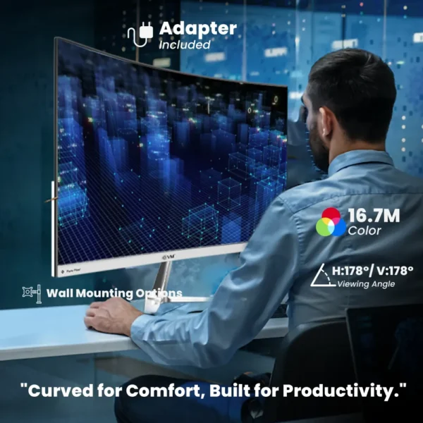 EVM 23.6 Inch FHD Curved LED Monitor With HDMI | VGA And Speaker (C240 Plasma LED)